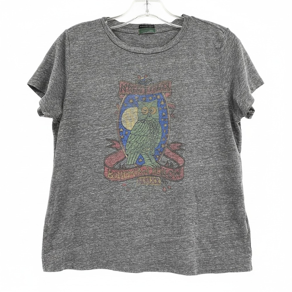 MOTHER Gray Short Sleeve Tee Bohemian Owl Print | Womens M